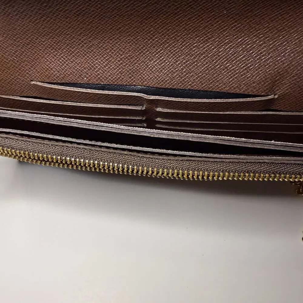 Louis Vuitton Ebene Damier Portefeuille Acordion Wallet Wristlet Authentic Bag